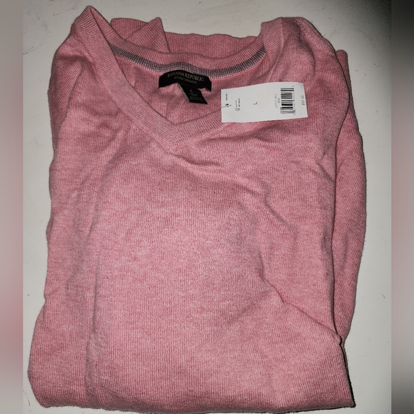 Banana Republic | Men's Cotton Cashmere V-Neck | Pink |🔥NWT🔥 - Picture 2 of 2